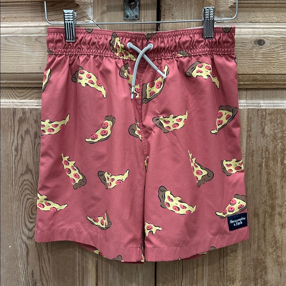 Abercrombie & Fitch Kids Red Pizza Pattern Swim Trunks